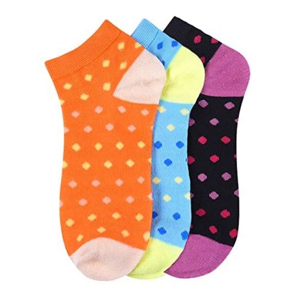 Colorful Polka Dot Print 3-Pack Ankle Socks - Picture 2 of 3